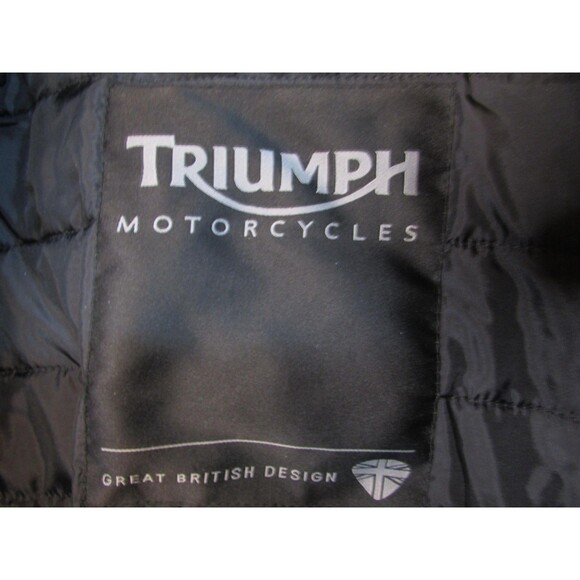 Triumph Leather Motorcycle Jacket Mens Medium Black Insulated Padded Lined - Picture 4 of 16